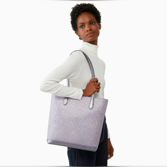 Kate Spade New York Lilac Frost Tinsel Glitter Tote Bag NWOT - Picture 2 of 8